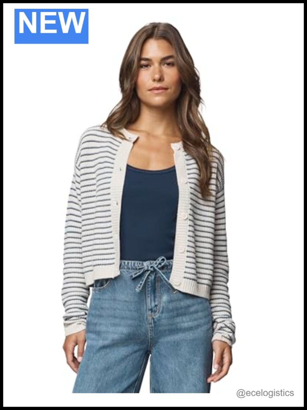 Splendid Women's Striped Cardigan 55% Cotton 23% Nylon Button Front